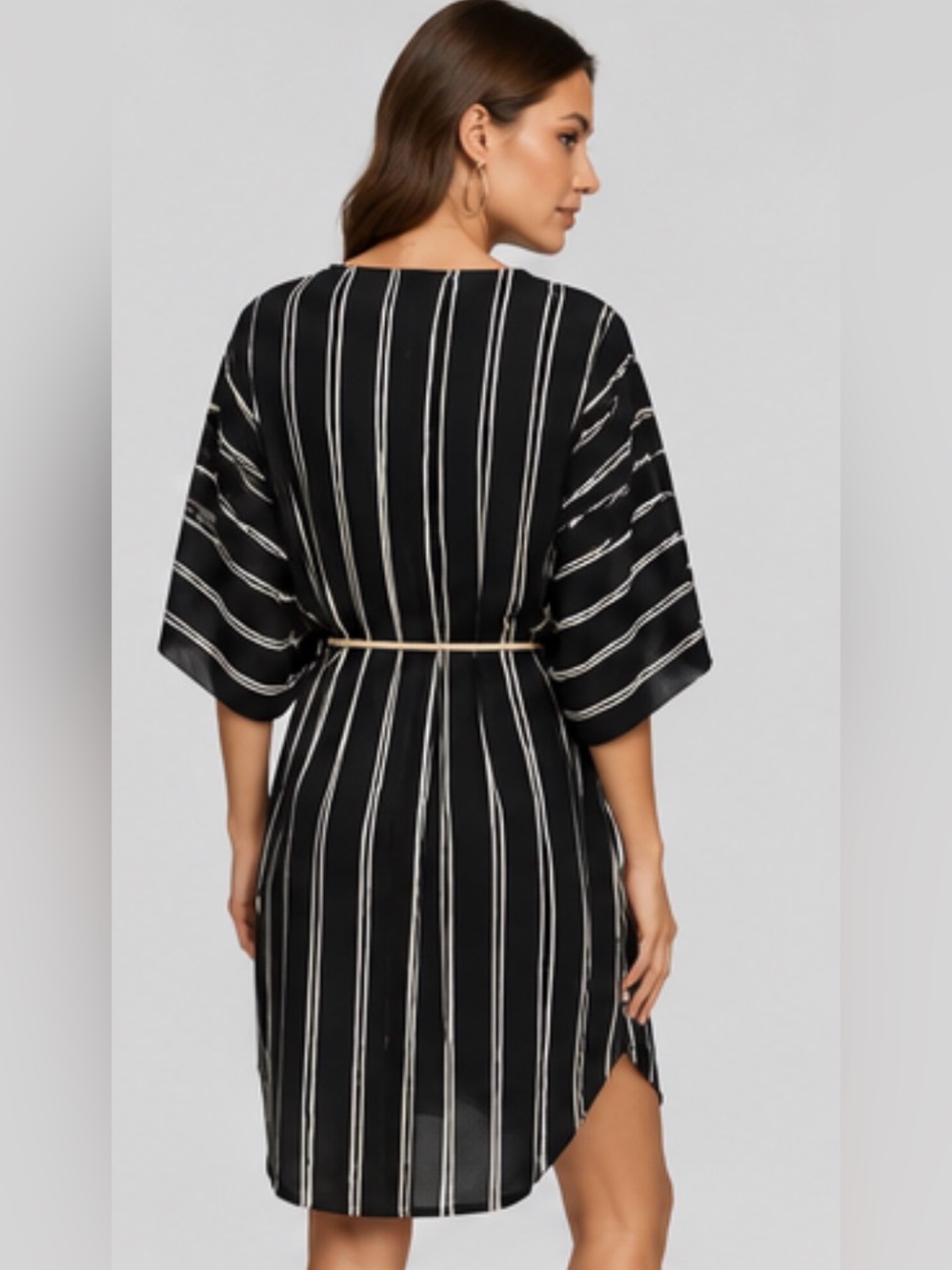 Black and White Striped V-Neck Beach Dress NWT . Made in USA - Picture 8 of 11
